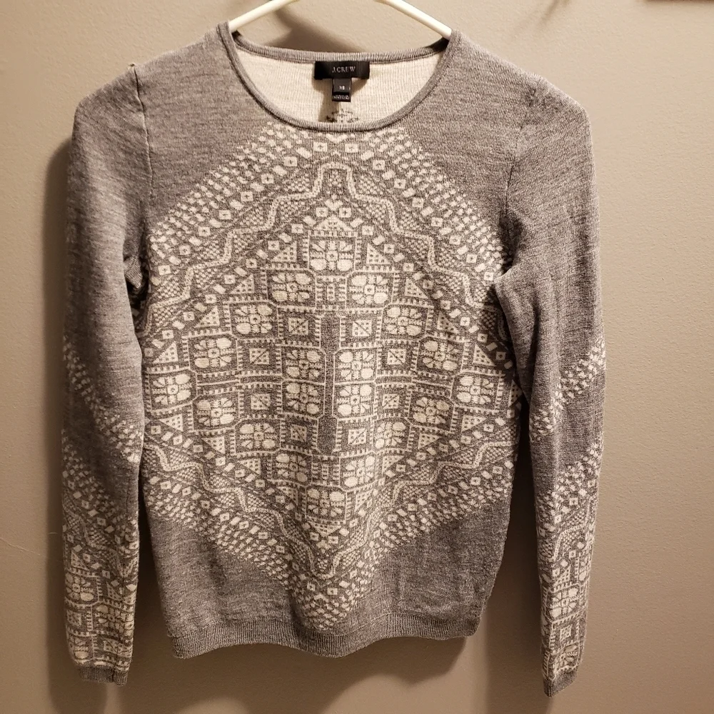 J. Crew Womens knit gray/white sweater